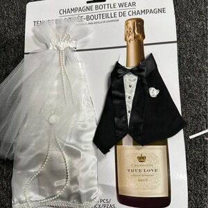 Elegant Champagne Bottle Tuxedo and Dress Set